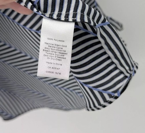 Talbots Women's Herringbone Print Chiffon Top Blouse Size MP Preppy, Tie Sleeve - Picture 6 of 8