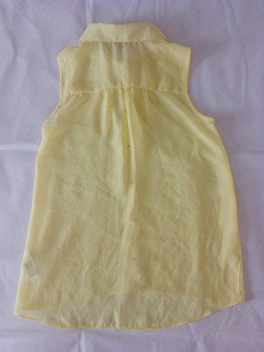 Girls Blouse F&F Age 11-12 Years Sleeveless Studded Collar Yellow 10918 - Picture 6 of 11