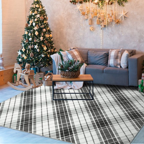 Modern Plaid 6 x 9 Large Area Rugs for Living Room Bedroom Non-Slip Throw Rugs - Picture 14 of 37