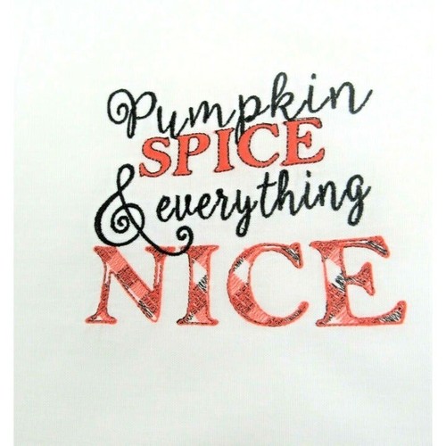 Kitchen Flour Sack Towels Thanksgiving Pumpkin Spice 3 pc Machine Embroidered - Picture 7 of 12