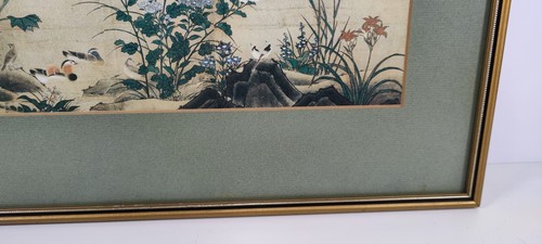 Framed Japanese Screen Ashikaga - Flowers and Birds - 47cm x 30cm Approx. - Picture 9 of 12