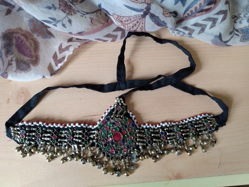 VINTAGE LARGE AFGHAN KUCHI TRIBAL NOMAD OLD fridge BELLS HANDMADE HEADBAND RARE - Picture 10 of 18