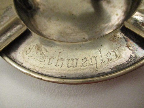 Antique Vintage 1928 Bowling Trophy Ashtray Silverplate Figural Midland Michigan - Picture 3 of 10