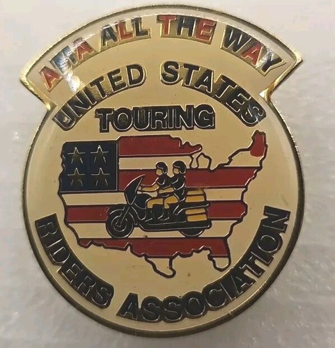 AMA ALL THE WAY UNITED STATES TOURING RIDERS ASSOCIATION PIN VINTAGE & RARE NEW - Picture 2 of 5