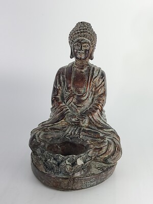 Buddha Sitting Candle Holder Meditating Tea Light Votive Resin Indoor-Outdoor