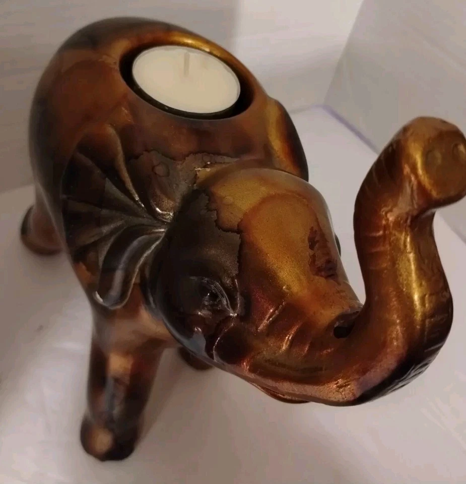 Candelabro ElephantTea marrón claro, bronce y cobre Foto 3 de 4