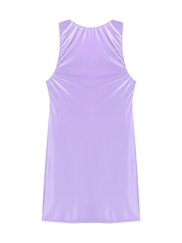 Womens Glossy Tank Dress Sleeveless Stretchy Bodycon Dresses Oil Lingeries - Imagen 57 de 110