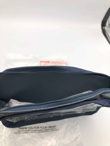 Thirty-one Get Creative Rectangle Pouch Navy Crosshatch - Picture 2 of 4