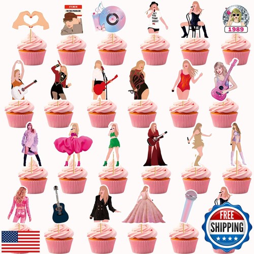 24pcs Popular Happy Birthday Cupcake Toppers, In My Birthday Era Cupcake Topp