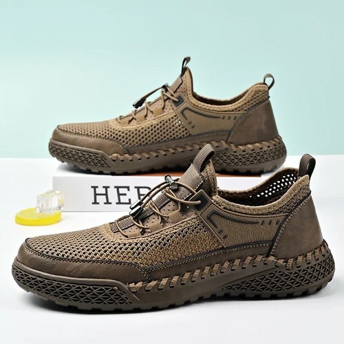 Men's Casual Shoes Summer Breathable Mesh Quick Lacing Outdoor Sneakers - Picture 3 of 17