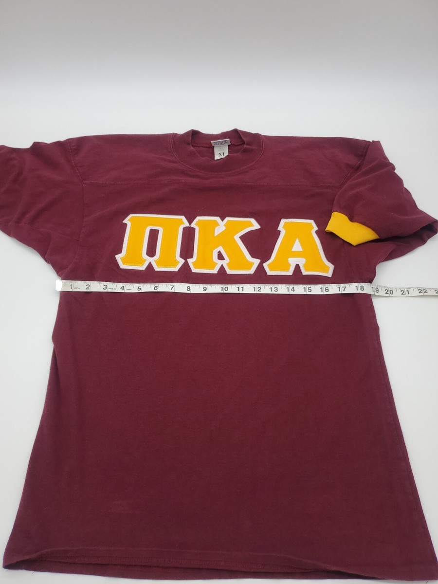 ‘90s Vintage Identity T-shirt Manchester Vintage 90s USA T-Shirt Men M Burgundy Graphic Yellow NKA