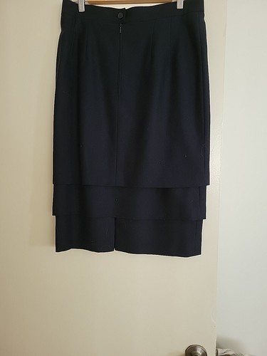 LOUIS FERAUD NAVY BLUE STRAIGHT SKIRT LARGE MADE IN GERMANY tiered - Picture 3 of 5