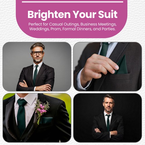 Conjunto de corbata y pañuelo premium para hombre para negocios traje formal e informal - Imagen 67 de 253