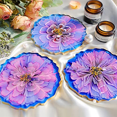 Geode Resin Coaster Molds, 4 Pcs Druzy Silicone Agate Coaster Molds - Picture 3 of 6