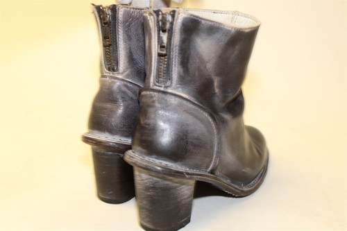 Bed|Stu Womens Size 6 Washed Black Leather Zip Heeled Handmade Ankle Boots 1152 - Picture 8 of 24