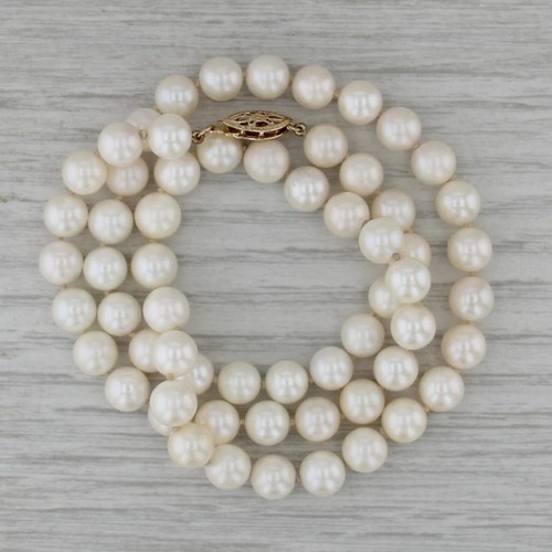 6.5-7mm Cultured Pearl Single Strand Necklace 14k Yellow Gold 18" - Picture 2 of 6