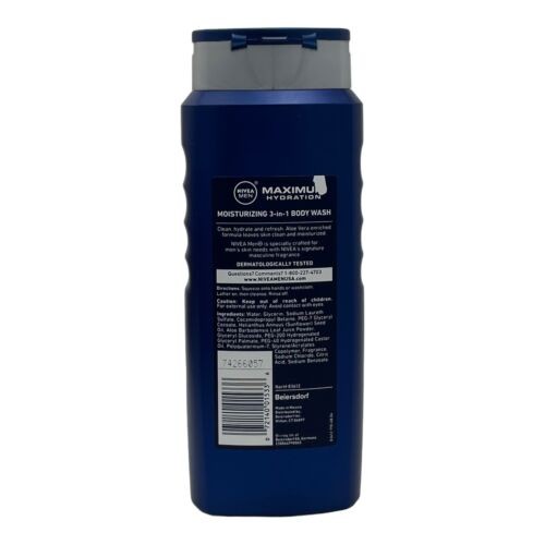 5 Pack Nivea Men Maximum Hydration w/ Aloe Vera 16.9 oz Body Wash Shampoo Shave - Picture 3 of 7