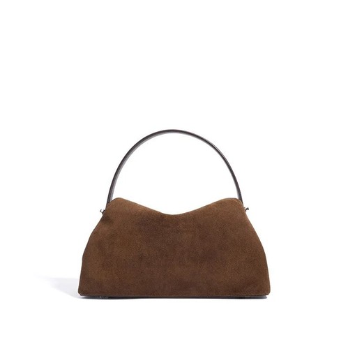 Bolso de hombro de cuero gamuza de lujo - Bolso de mano de cuero de vaca mate púrpura café | 2026 - Imagen 5 de 15
