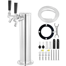 Double Taps Draft Beer Tower Dispenser Stainless Steel Keg Beer Drink Tower