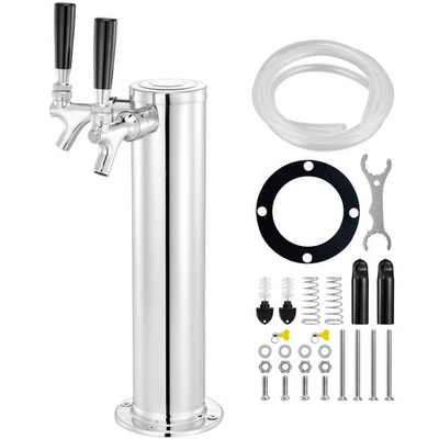 #ad Double Taps Draft Beer Tower Dispenser Stainless Steel Keg Beer Drink Tower $49.99