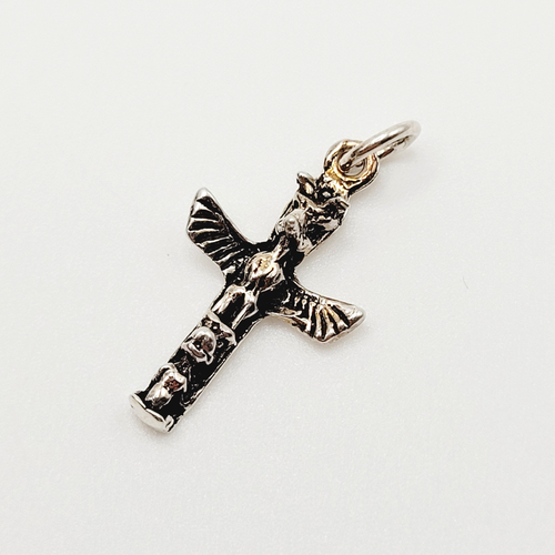 Totem Pole Teeny Tiny 925 Sterling Silver Pendant Charm - Picture 2 of 15
