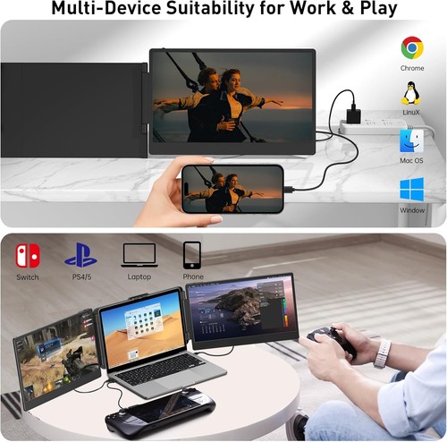 14''Laptop Screen Extender Full HD Display Laptop Monitor Extender Plug&Play - Picture 5 of 8