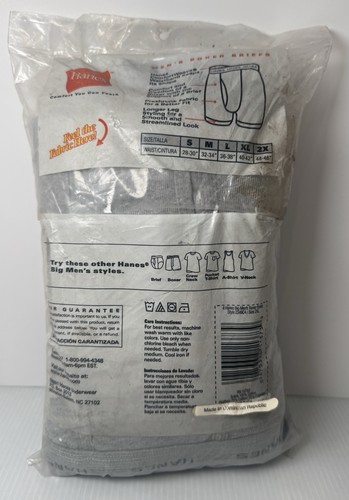 Vintage Hanes Boxer Briefs Underwear Big Mens 2X (44-46) 4 Pair Pack 2001 NEW - Picture 2 of 6