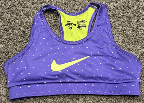 Nike Pro Dri-FIT Sports Bra Womens L Purple Training Racerback Stay Cool B7