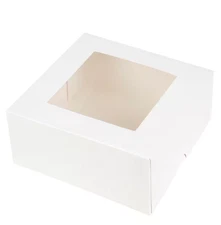 Bakery Boxes with Window, Individual paper cake Boxes, 9"x 9"x 4", White - NEW