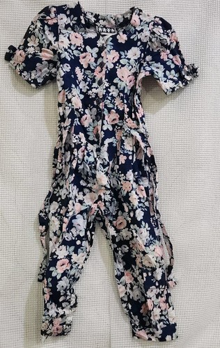 VTG 80's Disorderly Kids Girls Floral Romper Jumpsuit Girls 6X ROSES USA Easter - Picture 1 of 5