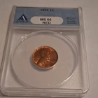 1955 Lincoln Wheat Small Cent ANACS MS66 RD Business Strike Philadelphia