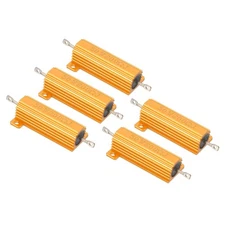 50W 200 Ohm Aluminum Shell Resistor, 5pcs Housing Resistor 5% Tolerance, Golden
