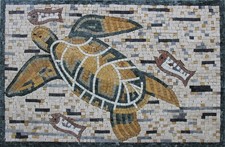 Mosaic Marble Ocean Turtle ANIMAL Art Design 34x22 Inches