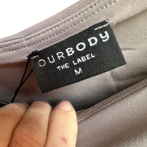 NWT Our Body The Label V-Cut Sleeveless Bodysuit Mocha Shapewear Thong Neutral M - Picture 3 of 6