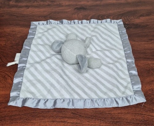 Cloud Island Grey Elephant Security Baby Blanket Lovey Satin Trim Striped - Picture 6 of 10