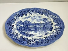 J&G Meakin Romantic England KENT IGHTHAM MOTE Blue 12" Oval Serving Platter