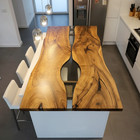 Clear Resin Live Edge Kitchen Island | Epoxy River Countertop | Modern Wood Slab