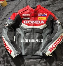 Honda CBR Motorcycle Cowhide Leather Jacket Motorbike Racing Leather Jacket