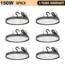 6 Pack 150W UFO LED High Bay Light Factory Warehouse Commercial Shop Lighting US