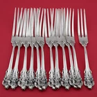 Rare Set 12 Sterling Silver Wallace Grande Baroque Strawberry Berry Forks