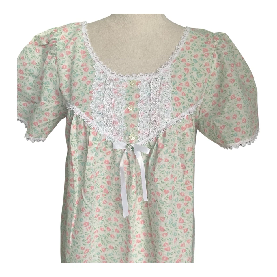 De Colección Enchantmates Miss Elaine Floral Algodón Camisón Encaje Borde Arco Cottagecore M Foto 2 de 4