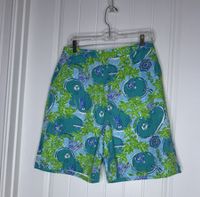 Vintage White Label Lilly Pulitzer Shorts Pools and Palm Trees 12 EUC