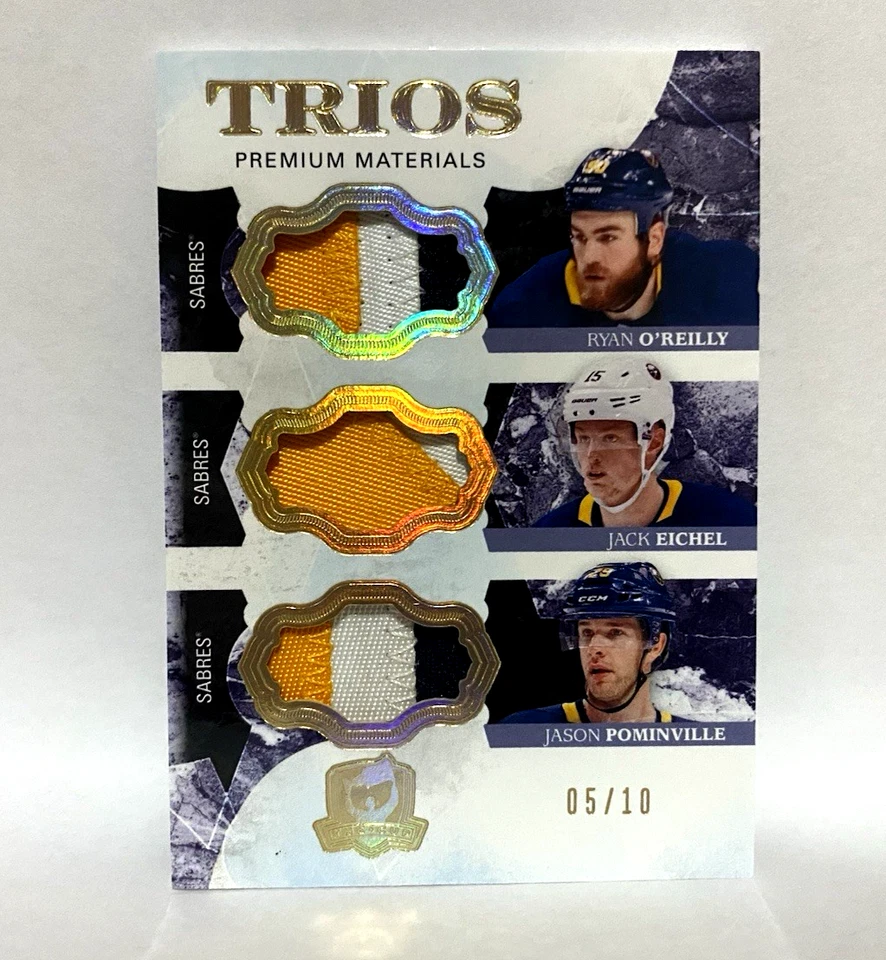 2017-18 The Cup Trios Jerseys /10 Ryan O'Reilly Jack Eichel Jason Pominville - Image 3 of 3