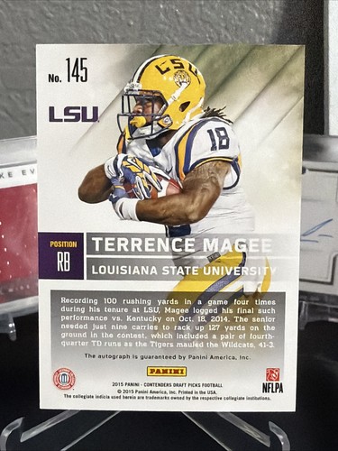 2015 Panini Contenders Draft Picks Football Terrence Magee Rookie Auto - Picture 2 of 2