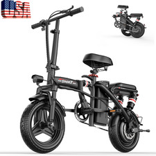 14" 48V Foldable Electric Bike Peak 1000W 45Miles 25MPH E Bikes with Rear Seat