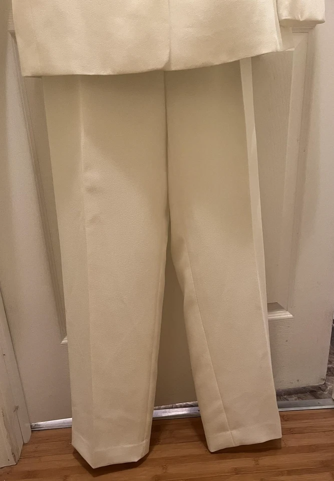 Conjunto de 10 pantalones blazer blancos Morgan Miller Traje para mujer 2 piezas poliéster elegante nuevo Foto 2 de 4