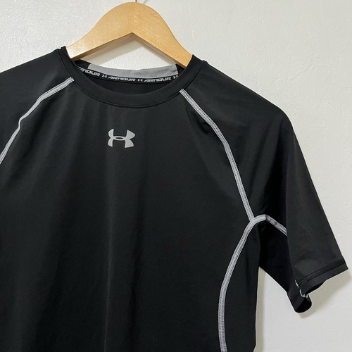 Under Armour HeatGear Compression T-Shirt Size L Black Athletic Gym Men's - Picture 3 of 6