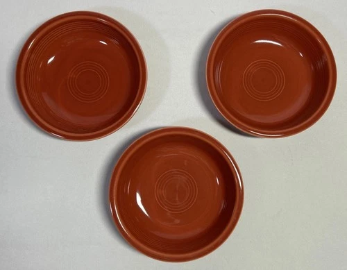3 Fiesta Paprika 7" Coupe Soup Bowls Burnt Orange Fiestaware USA Retired