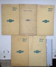 Lot of 5 Vintage Chevrolet Salesman Memo Books / Chevy Bowtie Notebooks, 4” x 7”