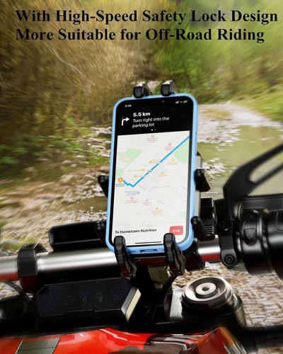 High-Speed Motorcycle Phone Holder with One-Handed Operation & Anti-Shake Design - 第 11/11 張圖片
